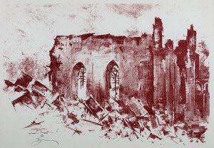 Antoni Suchanek (1901 Rzeszów - 1982 Gdynia), Katedra św. Jana, z teki „Ruiny Starej Warszawy”, 1945 r.