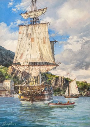 Valery Chernenko, Żaglowiec w przystani, 2022