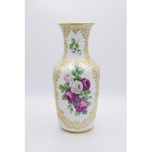 ROSENTHAL AG SELB, Vase with bouquets of roses in gilded borders
