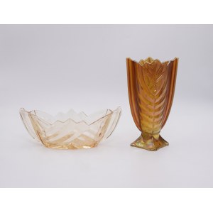 Vase, cardiniera - art déco glass set