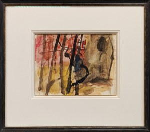 Piotr Potworowski (1898-1962), Leśny pejzaż z czerwonym tłem, ok. 1950