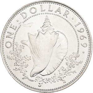 ELIZABETH II. 1952-2022, 1 Dollar 1969 London, only 26000pcs minted in 1970