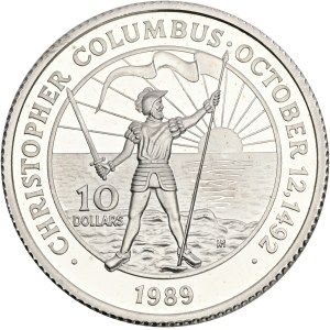 ELIZABETH II. 1952-2022, 10 Dollar s1989, October 12, 1492