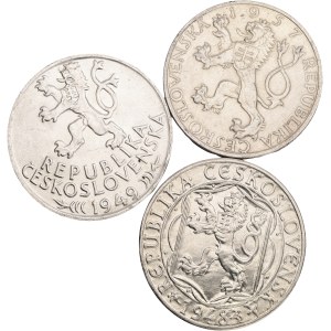 Peoples Republic 1948-1960, Lot 3 coins 100 Koruna 1948 Charles University, 1949 Jihlava Mining Privileges, 10 Koruna 1957 Jan Ámos Komenský