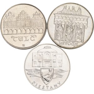 Socialist rep.1960-1990, Lot 3 coins 50 Korun 1986 Levoča, Telč, 50 Koruna 1991 Piešťany