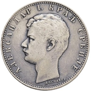 ALEXANDER I. 1889-1903, 1 Dinar 1898