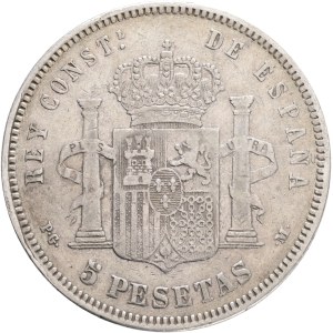 ALFONSO XIII. 1886-1931, 5 Pesetas 1890(90) PG-M, 1.