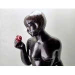 Kravsko Ceramics - Figurine of a woman with a rose - Czechoslovakia 1960s