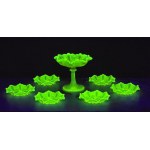 Victorian uranium glass cake set - Gateshead - mid-19th century.
