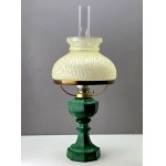 Malachite glass kerosene lamp - Czechoslovakia 1960s