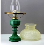 Malachite glass kerosene lamp - Czechoslovakia 1960s