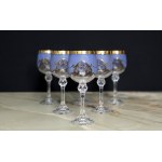 Bohemia - Crystal wine cup set decorated with gold - 1970s