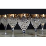 Crystal wine goblets polished and hand-decorated with gold - 1960s