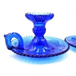 Ząbkowice Glassworks - a pair of cobalt cagoules, [ cobalt glass, communist period ].