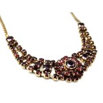 Art Nouveau silver necklace with natural garnets - early 20th century [ Art Nouveau ].