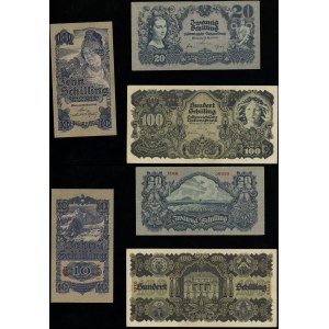 Austria, set: 10, 20 and 100 shillings, 29.05.1945
