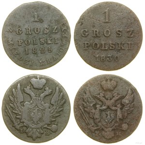 Poland, set: 2 x 1 Polish penny made of domestic copper, 1825-1830, Warsaw.