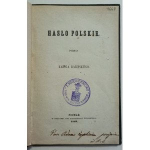 Baliński, Karol, Polnisches Passwort, Poznań, 1862.