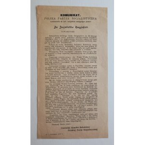 Afisz - Communiqué. Polish Socialist Party to Russian socialists, April 5, 1917.