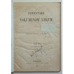 Inventory of Volumes Legum, St. Petersburg, 1860.