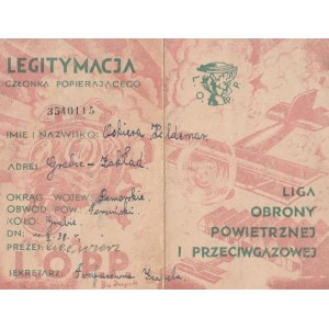 Legitimace člena Ligy protiletecké a protiplynové obrany (LOPP), 1938.
