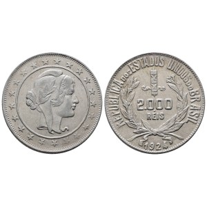 BRASILE. 2000 reis 1924. KM 526; Ag; 8gr. SPL