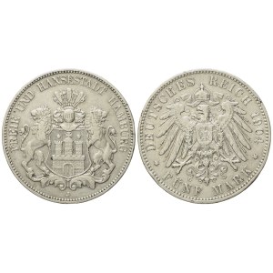 GERMANIA. AMBURGO. 5 marco 1904 J. KM 610; Ag; 27,77gr. BB