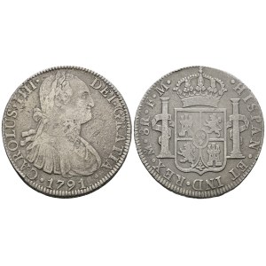MESSICO. CITTA' DEL MESSICO. Carlo IV. 8 reali 1791. Ag 25,87gr. KM# 109 Q.BB