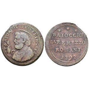 STATO PONTIFICIO. ROMA. Pio VI (1775-1799). Sampietrino da 2,5 baiocchi 1797. Cu; 16,9gr; Munt.99a; MIR 2797/3; NC; MB+