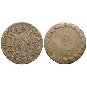 STATO PONTIFICIO. BOLOGNA. Leone XII (1823-1829). Mezzo baiocco 1824. Gig.11; Cu; 5,93gr.. MB