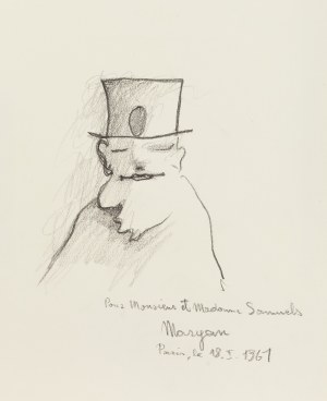 Pinchas Burstein Maryan (1927 Nowy Sącz - 1977 Nowy Jork), Portret (rysunek na kolofonie), 1955/1961