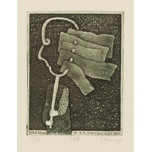 Stasys Eidrigevicius (b. 1949, Medinishki, Lithuania), Exlibris by P.J.J. Pejnenburg, 1963.