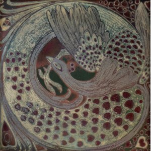 GALILEO CHINI (Firenze 1873 - 1956), Tile with peacock