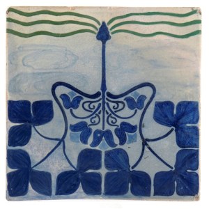 GALILEO CHINI (Firenze 1873 - 1956), Tile with blu decoration