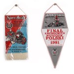 Two sports pennants from the 1980s.