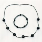 Silver set with Hematite and Onyx