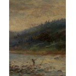 Sylverius Saxon (1863 Nottingham - 1954 ), Landscape with angler