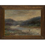 Sylverius Saxon (1863 Nottingham - 1954 ), Landscape with angler
