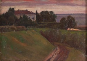 Stanisław Straszkiewicz (1870 Warszawa - 1925 Warszawa), Pejzaż o zachodzie słońca, 1924