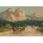Tadeusz Rybkowski (1848 Kielce - 1926 Lviv), Highlander sled against the background of Murania, 1909 (?)
