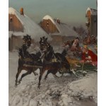 Czesław Wasilewski (1875 Varšava - 1947 Lodž), Kulig na dedine