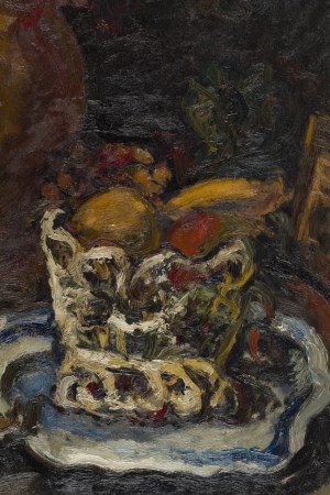 Emmanuel Katz (1894 Krzemieniec - 1962 Tel Awiw), Martwa natura z dzbanem i koszykiem owoców, 1928