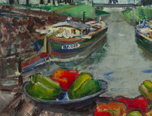 Aleksander Jędrzejewski (1903 Żytomierz - 1974 Wrocław), Widok na port, 1961