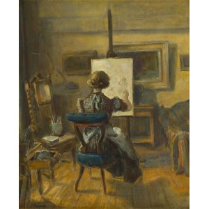 Tadeusz Pruszkowski (1888 Borucice near Łęczyca - 1942 Warsaw), In the studio.