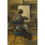 Tadeusz Pruszkowski (1888 Borucice near Łęczyca - 1942 Warsaw), In the studio.