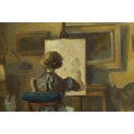 Tadeusz Pruszkowski (1888 Borucice near Łęczyca - 1942 Warsaw), In the studio.