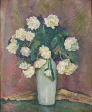 Mieczysław Filipkiewicz (1891 Kraków - 1951 Kraków), Białe róże w wazonie