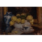 Alfons Karpinski (1875 Rozwadów near Tarnobrzeg - 1961 Kraków), Still life with yellow roses and porcelain vase