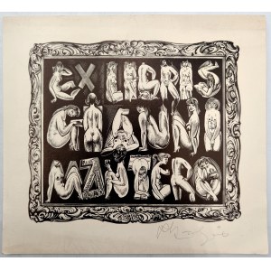 Richard Kaljo ( 1914 - 1978), - Ex libris Gianni Mantero, woodcut ca. 1966 [ Ex-libris, nude ].