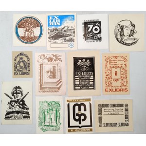 Sammlung - Flug von 12 Exlibris von Bibliotheken und Institutionen - Częstochowa Pińczów, Końskie, Opole [ Exlibris ].